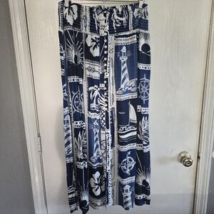 Nautical Blue and White Women's Maxi Skirt